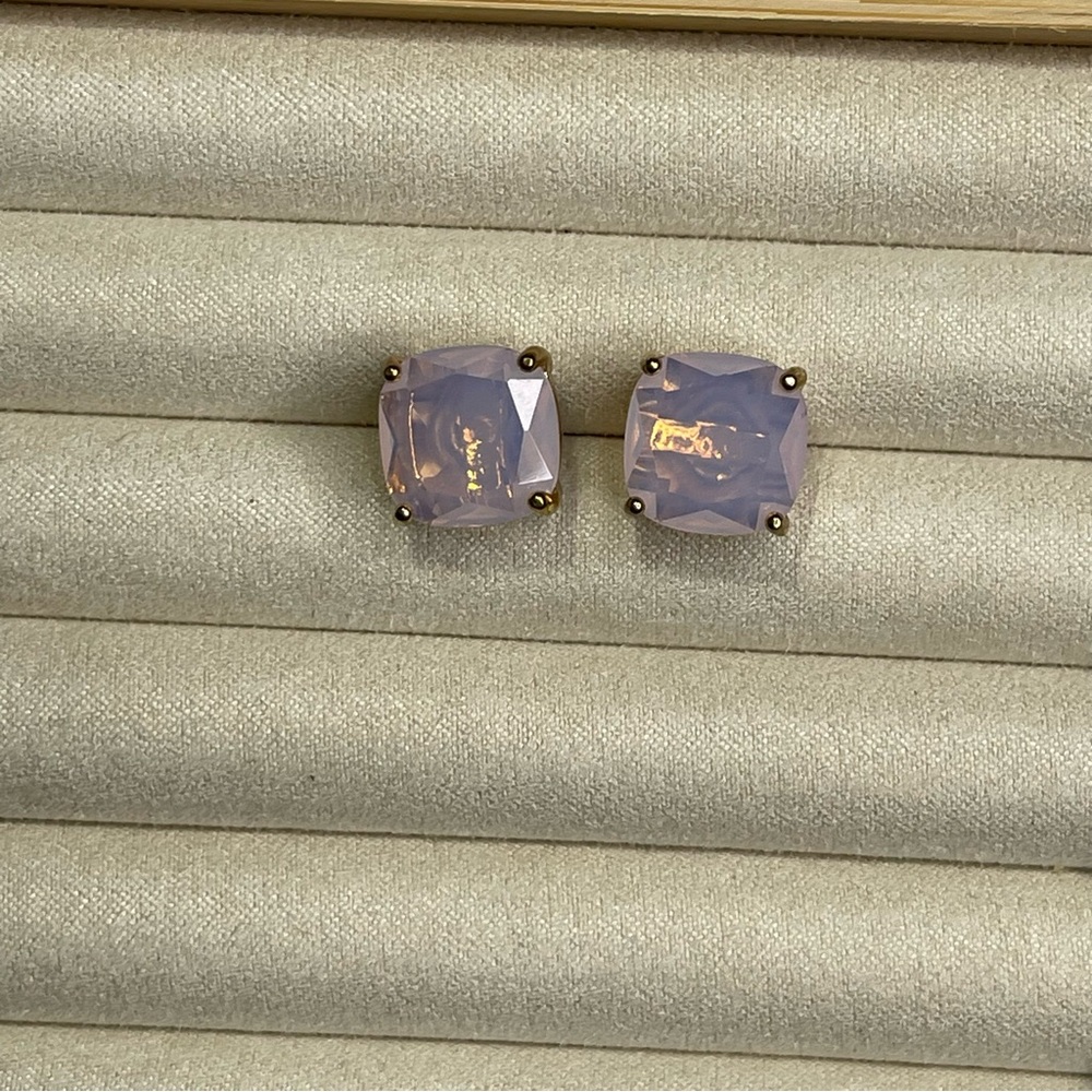 KATE SPADE - Pink Diamond Opal Square Stud Earrings On Gold - New Without Tags -